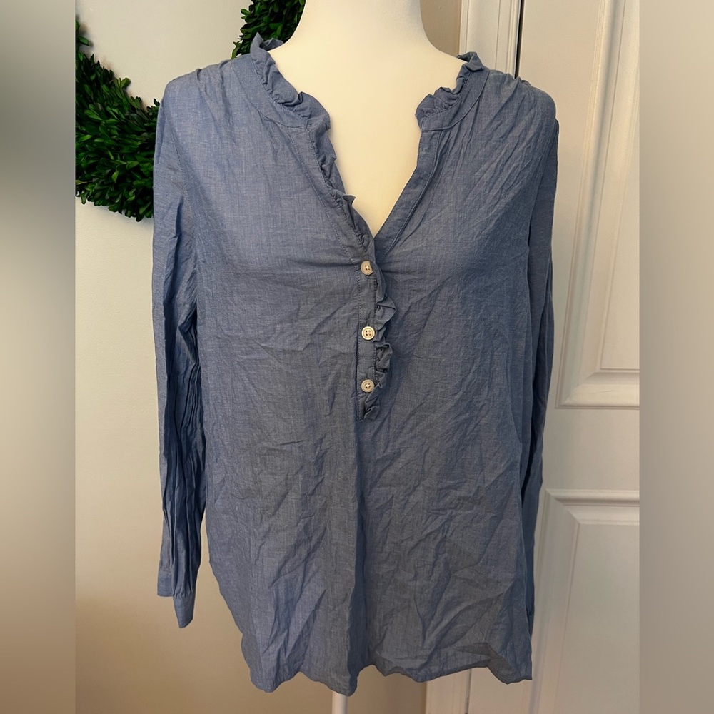 Loft Chambray Ruffled Women's Top